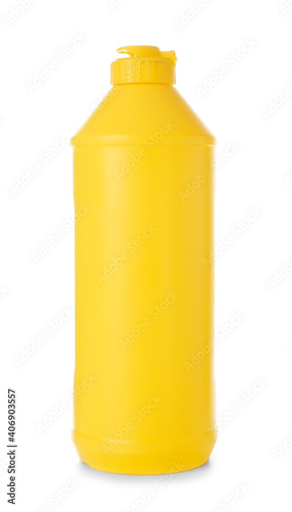 Bottle with detergent on white background