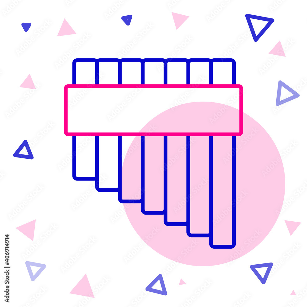 Line Pan长笛图标隔离在白色背景上。秘鲁传统乐器。赞波纳。