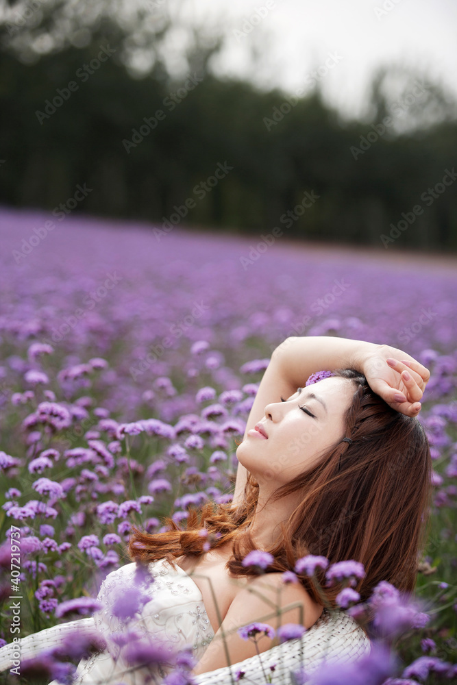 Beautiful bride in a lavender