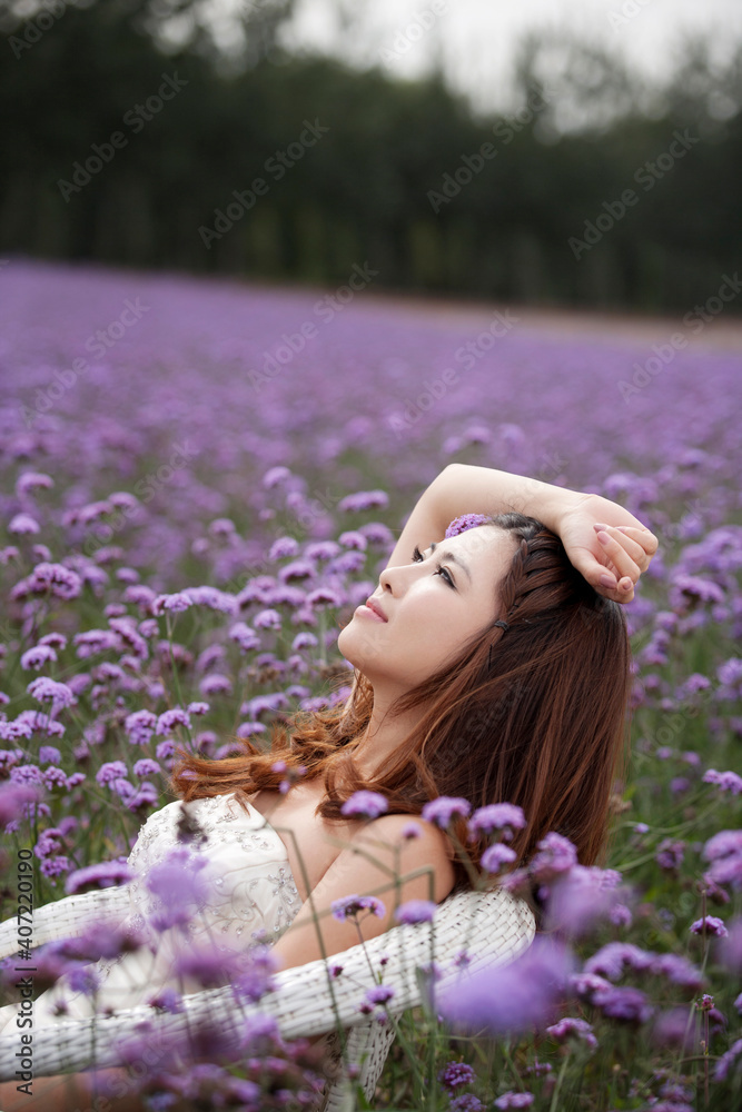 Beautiful bride in a lavender