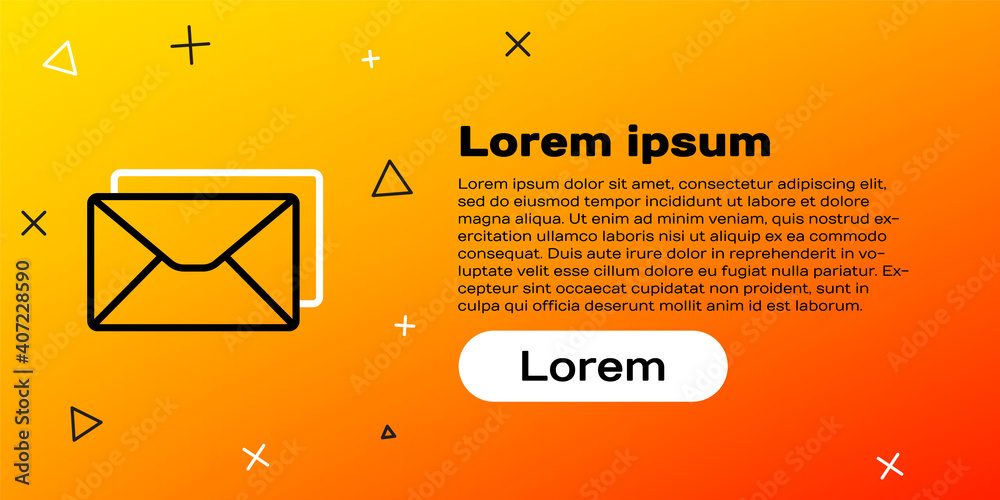黄色背景上隔离的Line Envelope图标。电子邮件字母符号。彩色轮廓conc