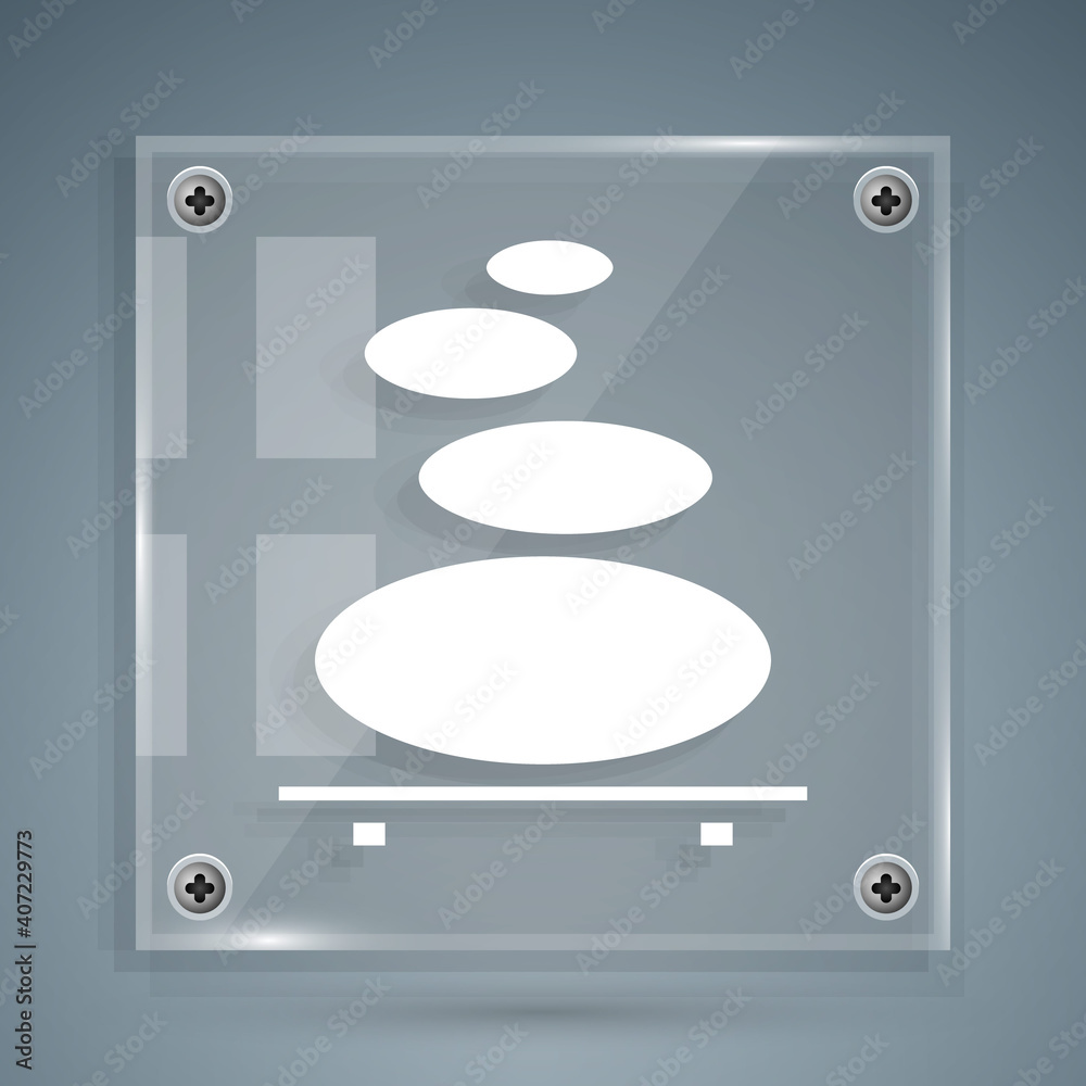 White Stack hot stones icon isolated on grey background. Spa salon accessory. Square glass panels. V