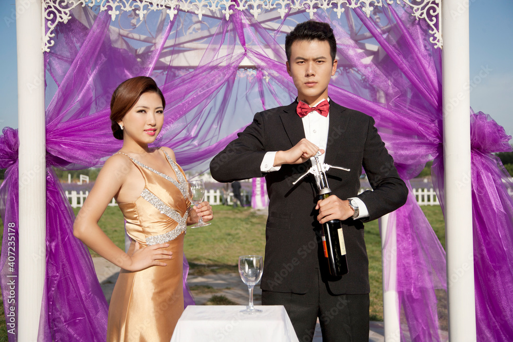 Wearing evening dress fashion of young man and woman in PARTY