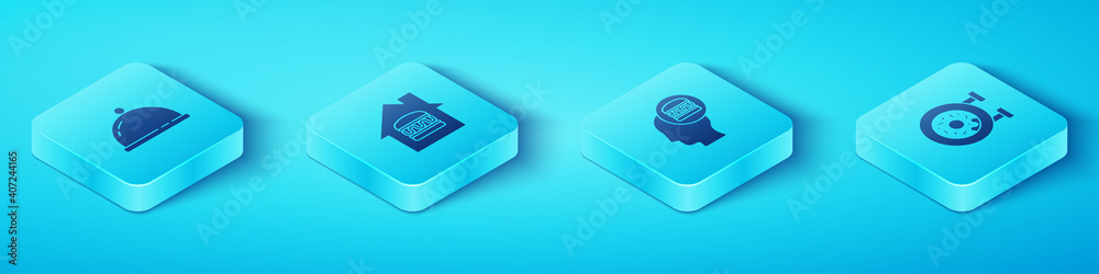 Set Isometric Covered with a tray of foods，Online ordering and delivery，Donut and icon.Vector（设置等距图，