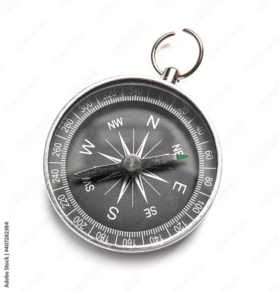 Modern compass on white background