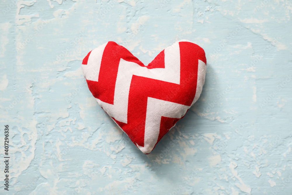 Fabric heart on light background