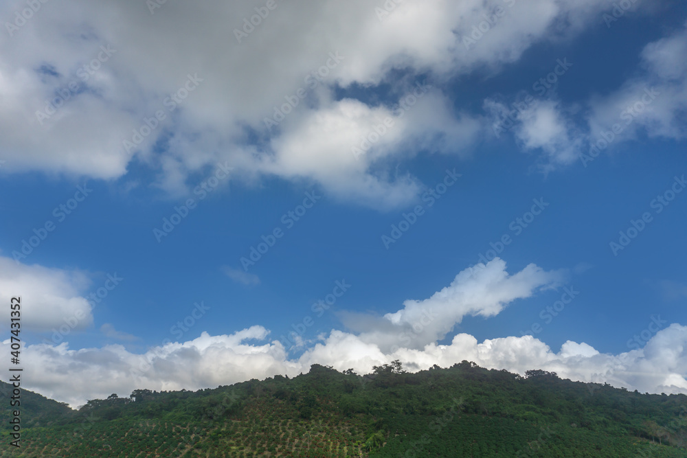 Outdoor blue sky white clouds and rural scenery