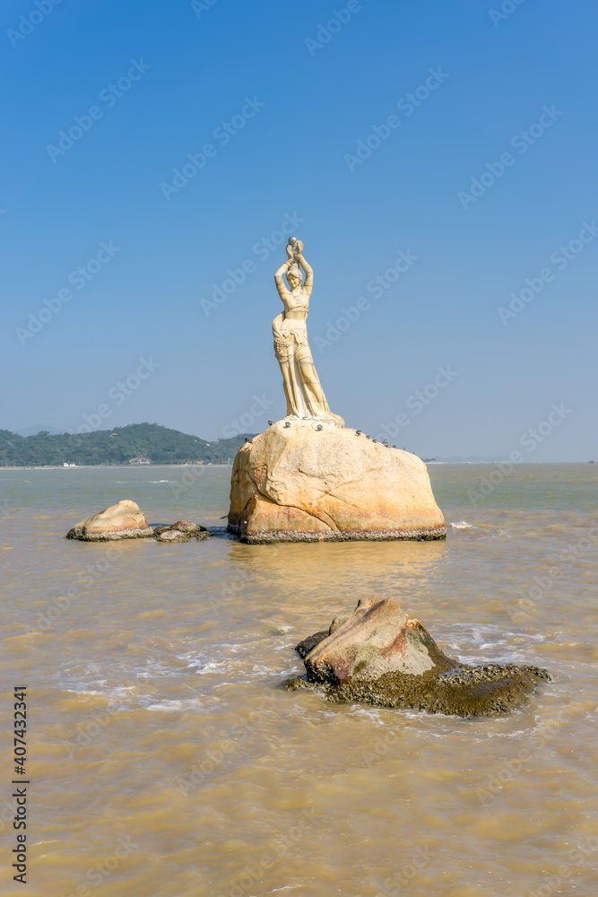 珠海海岸线渔女雕塑景观