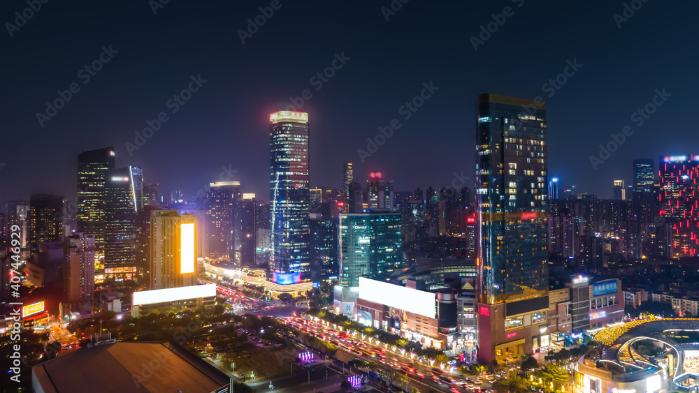 Aerial photography of Guangzhou city architecture landscape night view