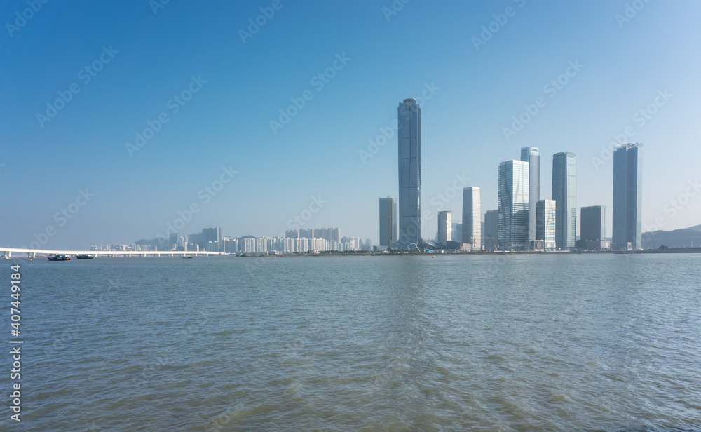 Modern architectural landscape of Zhuhai coastline