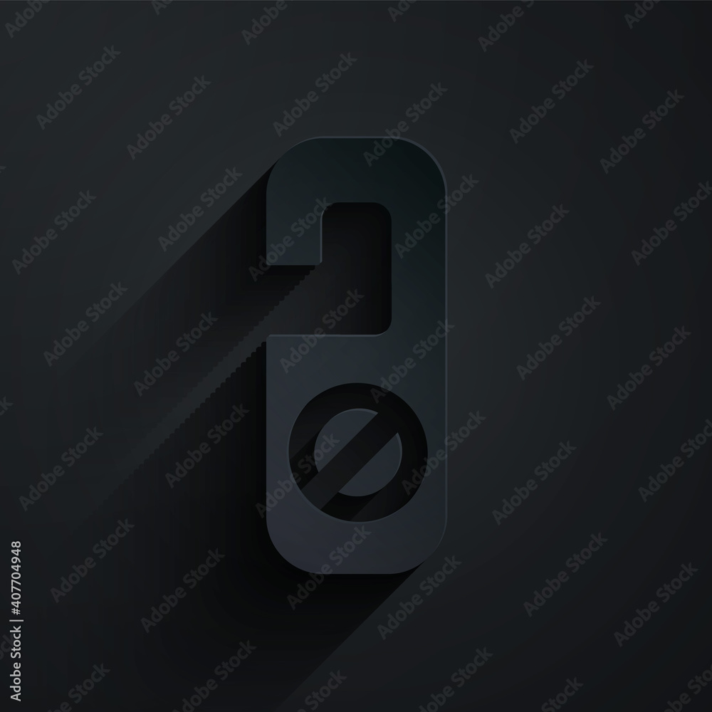 Paper cut Please do not disturb icon isolated on black background. Hotel Door Hanger Tags. Paper art