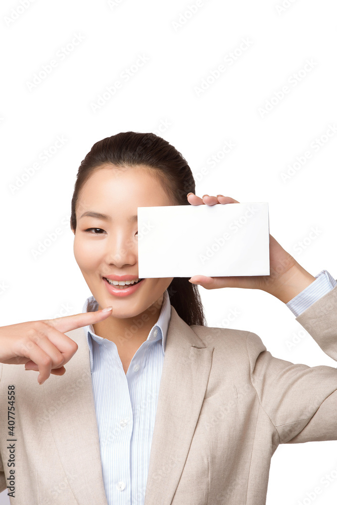 Business woman with white board