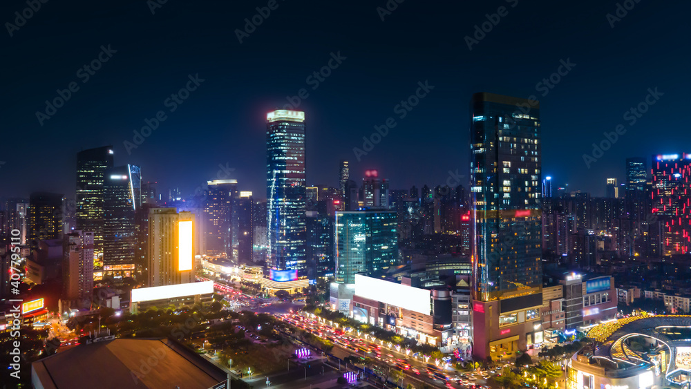 广州城市建筑景观夜景航拍