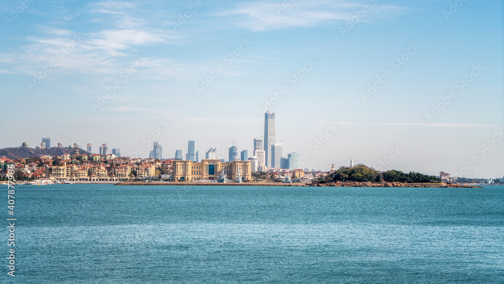 青岛美丽的海岸线和建筑景观