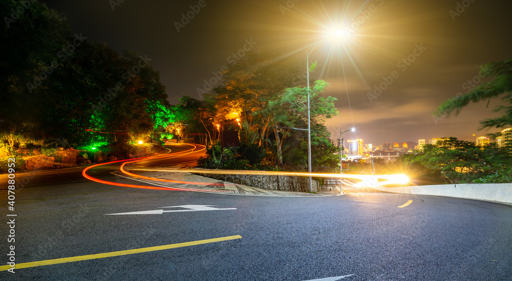 公路弯道及园林景观夜景