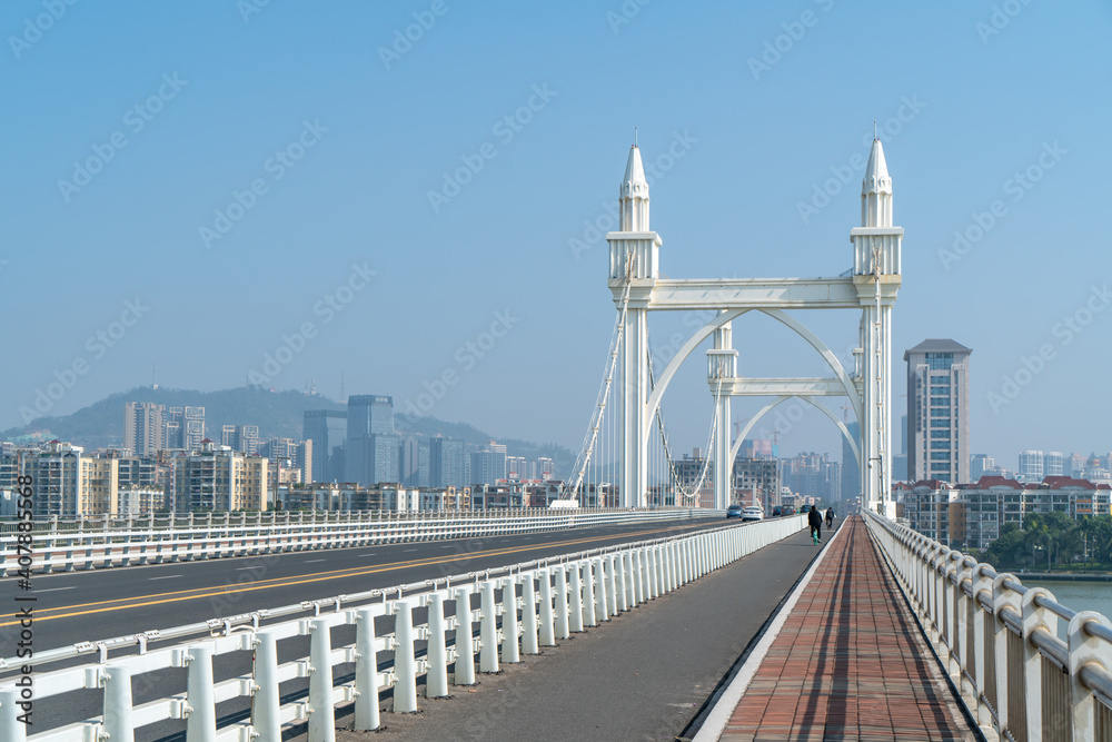 珠海城市景观与海岸线白石桥景观