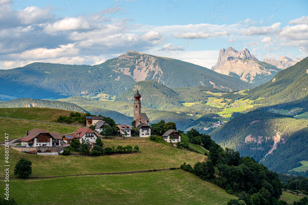 Idyllic mountain village in the Dolomites, South Tyrol, Renon