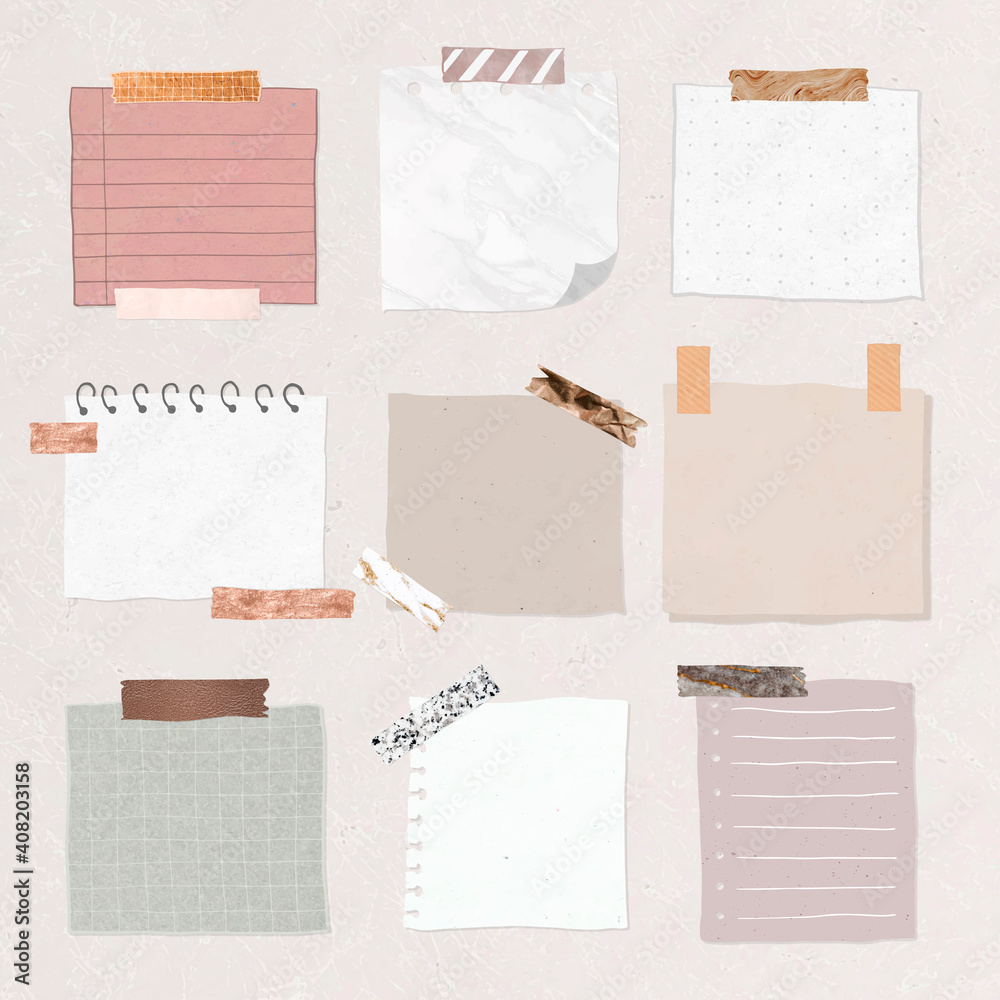 Cute note paper template vector