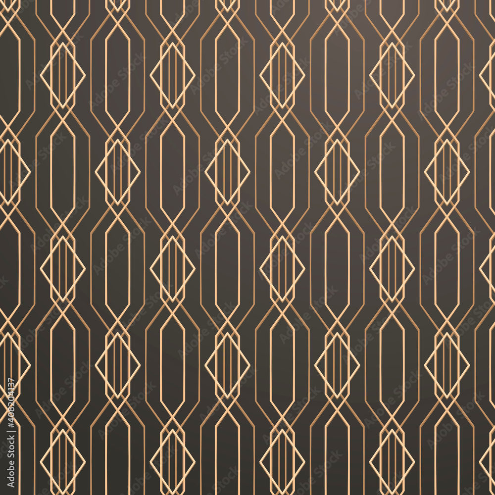 Seamless golden geometric pattern on a gray background vector