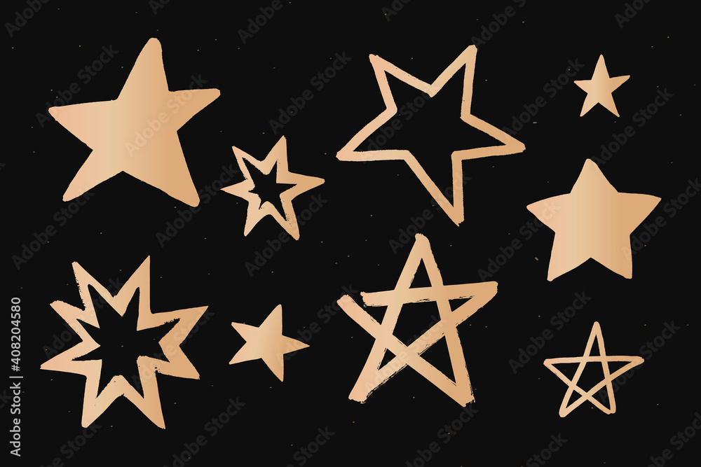 Sparkly stars gold vector space doodle sticker