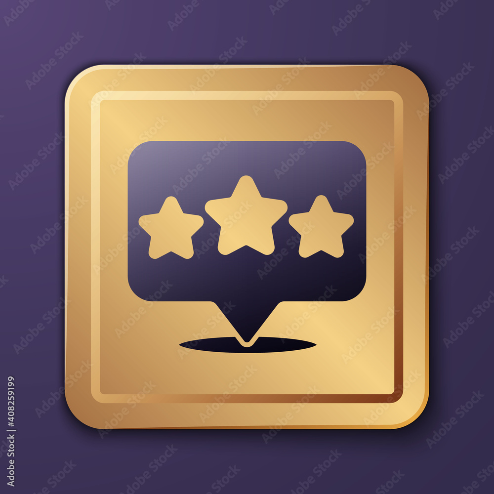 Purple Five stars customer product rating review icon isolated on purple background. Favorite, best 