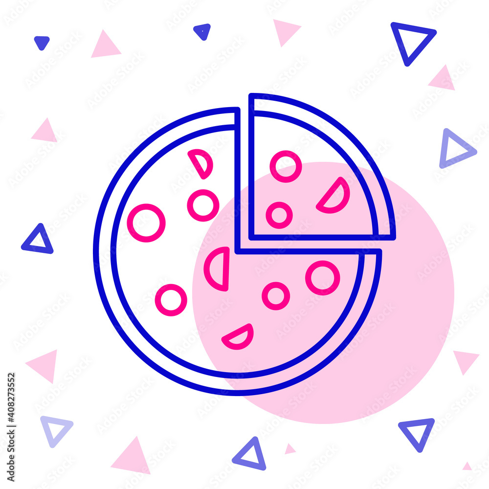 Line Pizza icon isolated on white background. Fast food menu. Colorful outline concept. Vector Illus