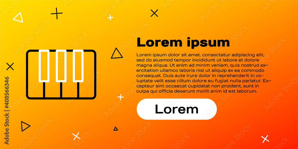线条音乐合成器图标隔离在黄色背景上。电子钢琴。彩色轮廓概念