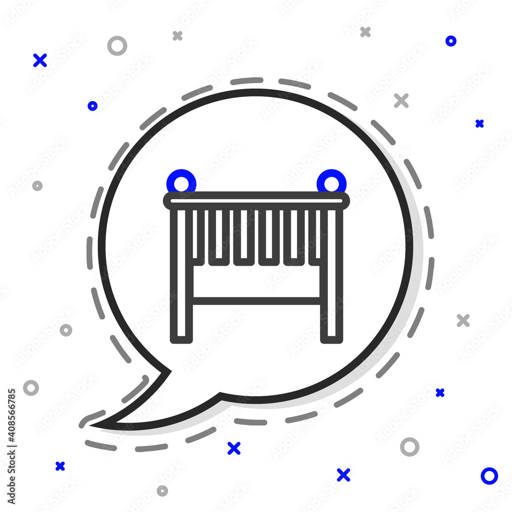 Line Baby crib cradle bed icon isolated on white background. Colorful outline concept. Vector Illust