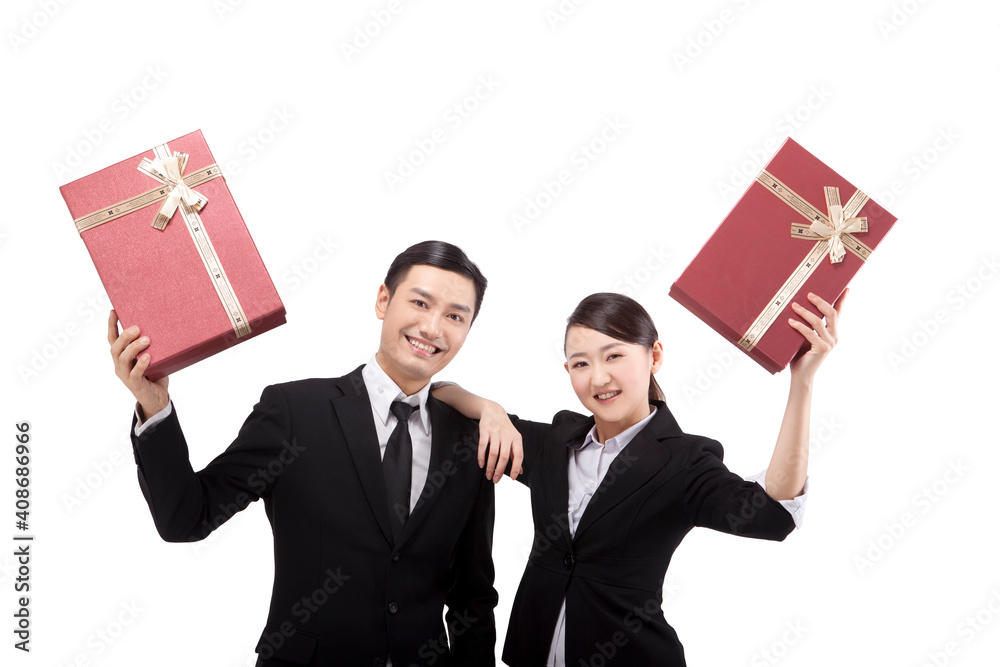 Business people with a gift box