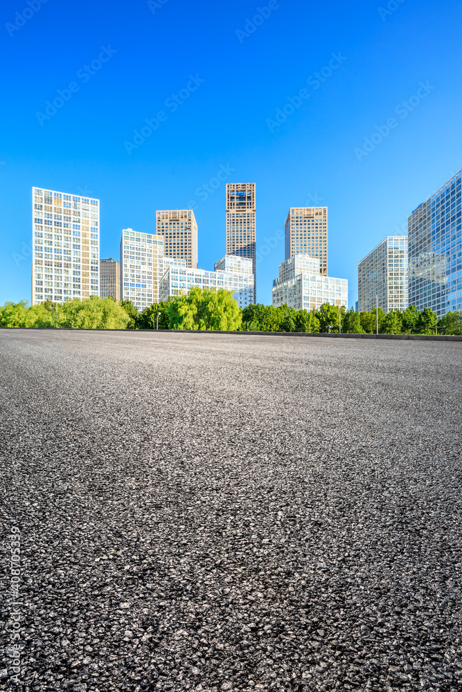 Asphalt road and modern city commercial buildings in Beijing,China.