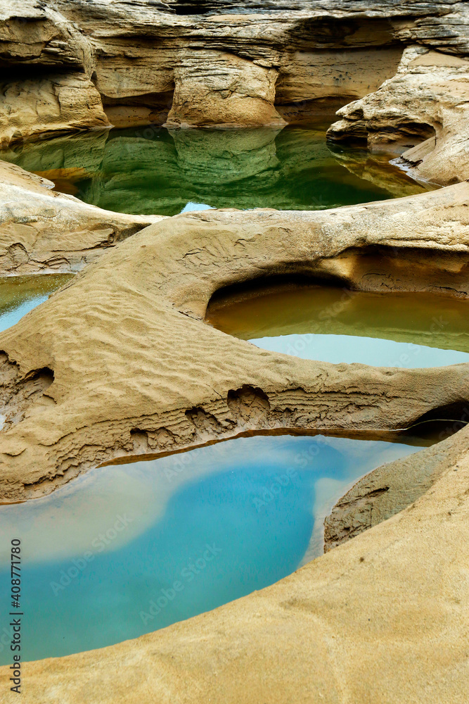  canyon and water hole at sam phan bok on the riverside of the mekong river Thailand