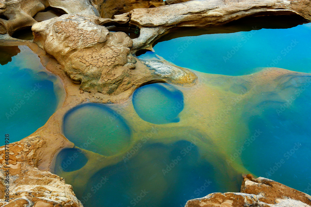  canyon and water hole at sam phan bok on the riverside of the mekong river Thailand