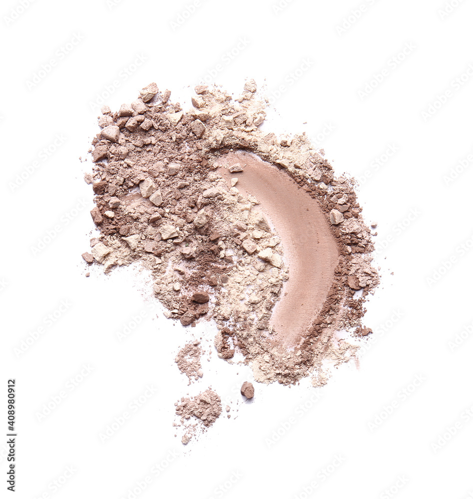 Crushed eyeshadows on white background