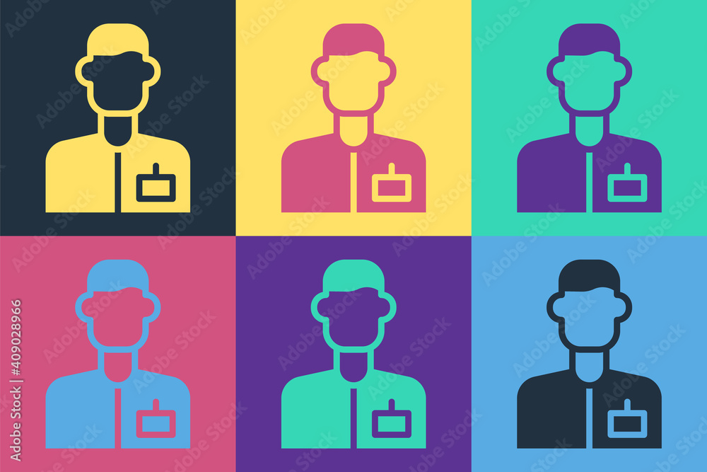 Pop art Analyst engineer icon isolated on color background. Vector.