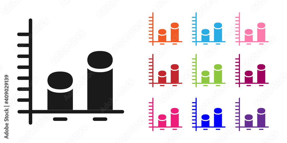黑色数据分析图标隔离在白色背景上。将图标设置为彩色。矢量。