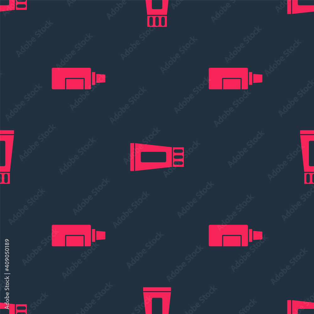 Set Bottle for cleaning agent and Tube of toothpaste on seamless pattern. Vector.