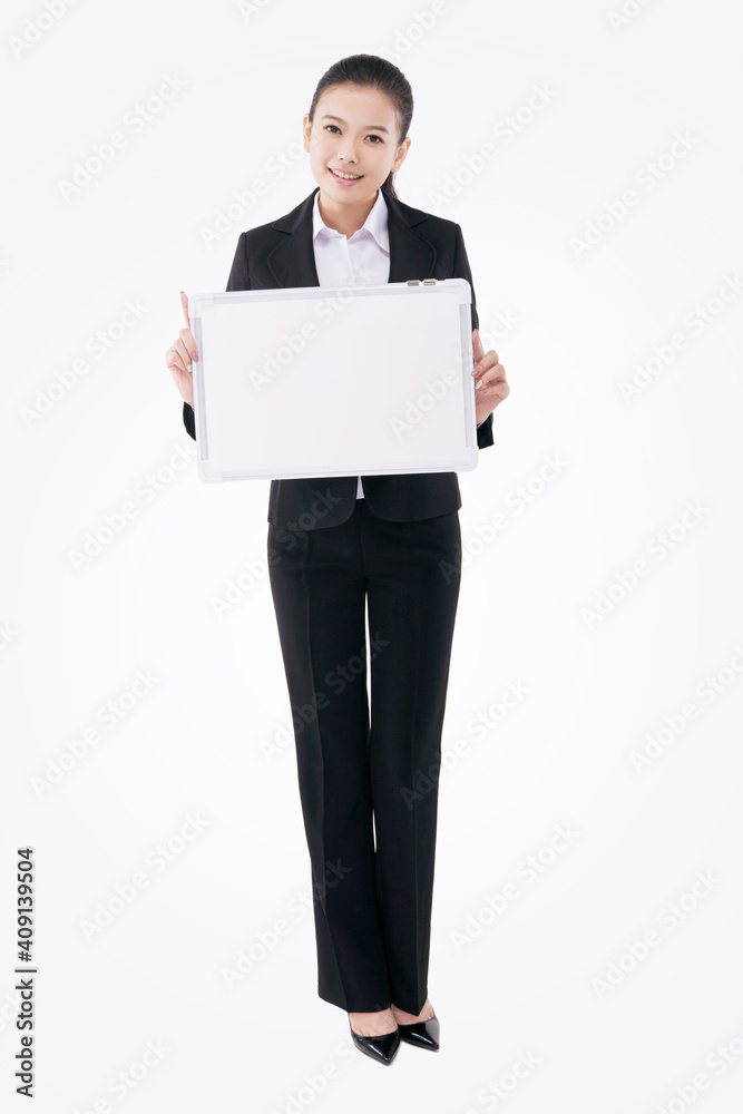 Business lady with white board