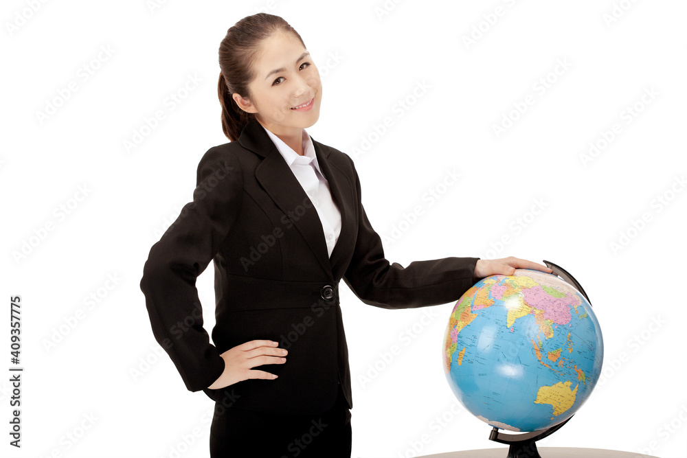 Business woman and globe