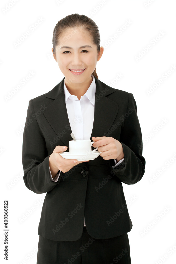 Business woman drinking coffee