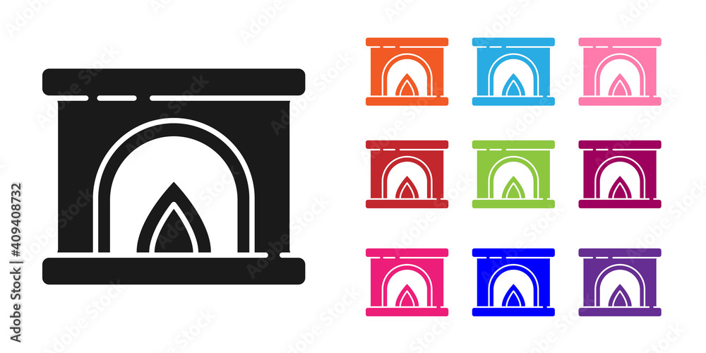 白色背景上的黑色内部壁炉图标。将图标设置为彩色。矢量。