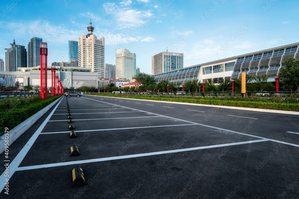 City roads and modern buildings