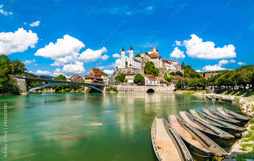 Aarburg Castle and church in Switzerland