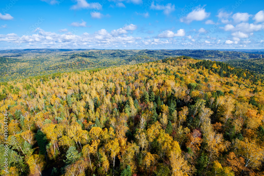 The beautiful autumn forests landscape of Lesser Khingan Mountains of China.