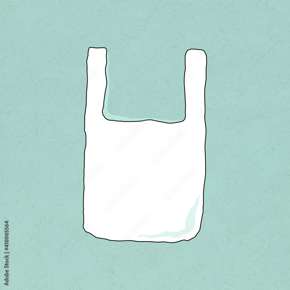 Reusable plastic bag doodle illustration earth-friendly living