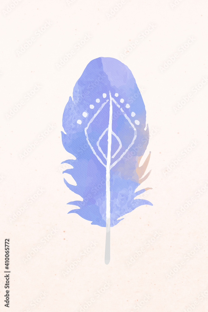 Pastel bohemian feather design illustration