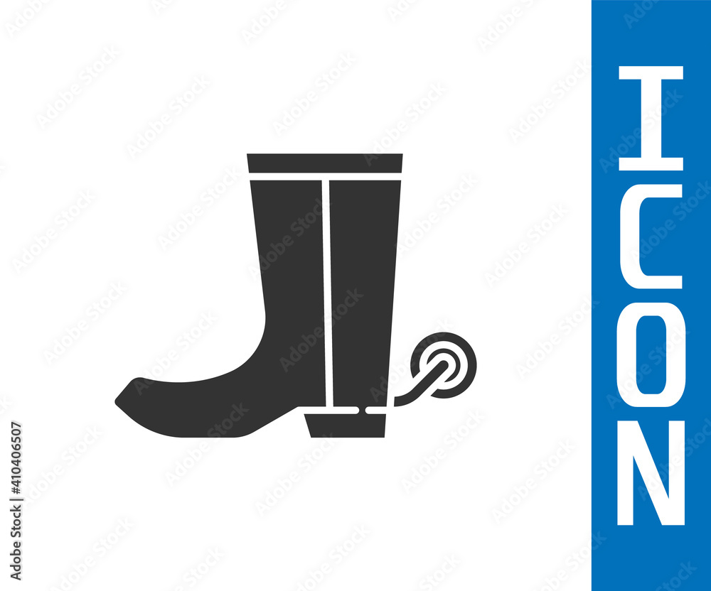 Grey Cowboy boot icon isolated on white background. Vector.