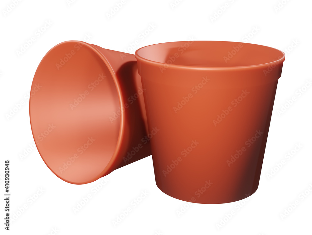 Colour flower pot isolated on white background. design element 3D rendering illustration