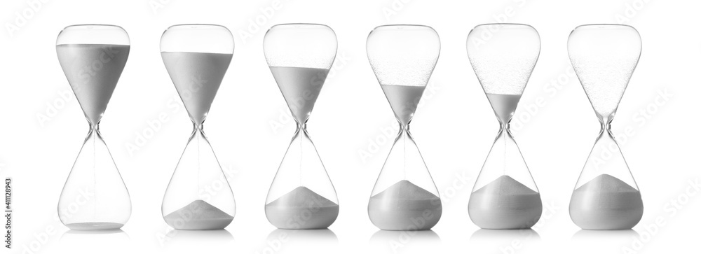 Set of hourglass on white background