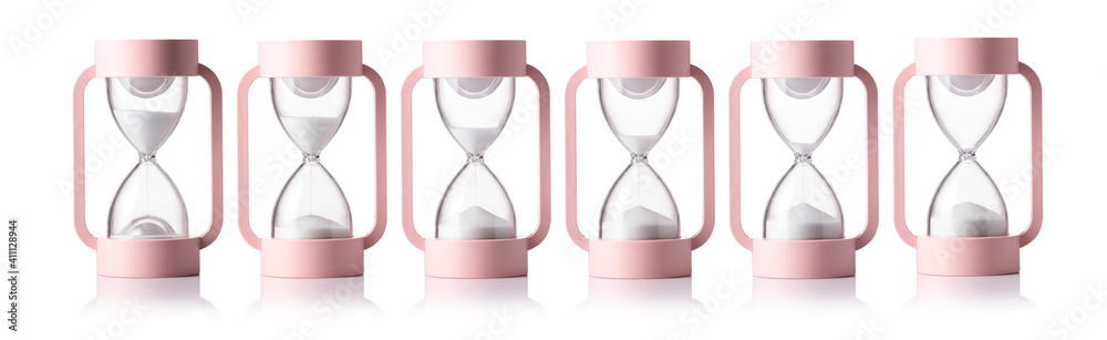 Set of hourglass on white background