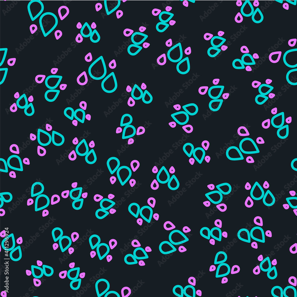 Line Water drop icon isolated seamless pattern on black background. Vector Illustration.